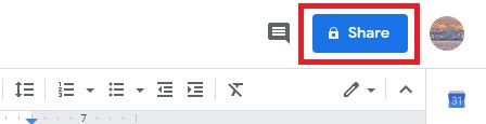 Google Doc Share Button
